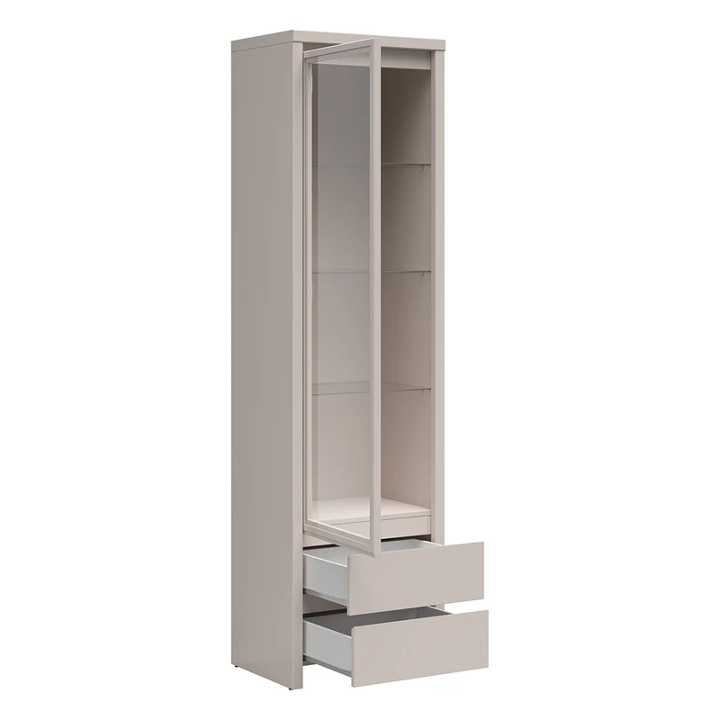 Vitrine 1 porte 2 tiroirs Soren Cachemire