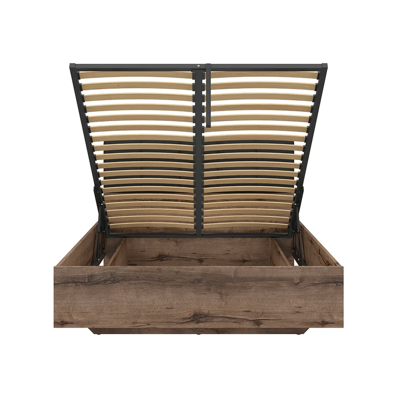 Lit coffre 140x200 sommier inclus Romane Bois