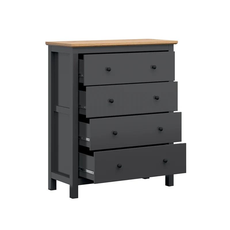 Commode 4 tiroirs Duck Gris anthracite et Bois
