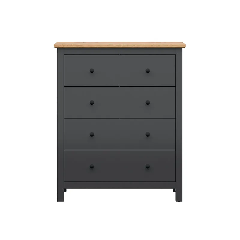 Commode 4 tiroirs Duck Gris anthracite et Bois