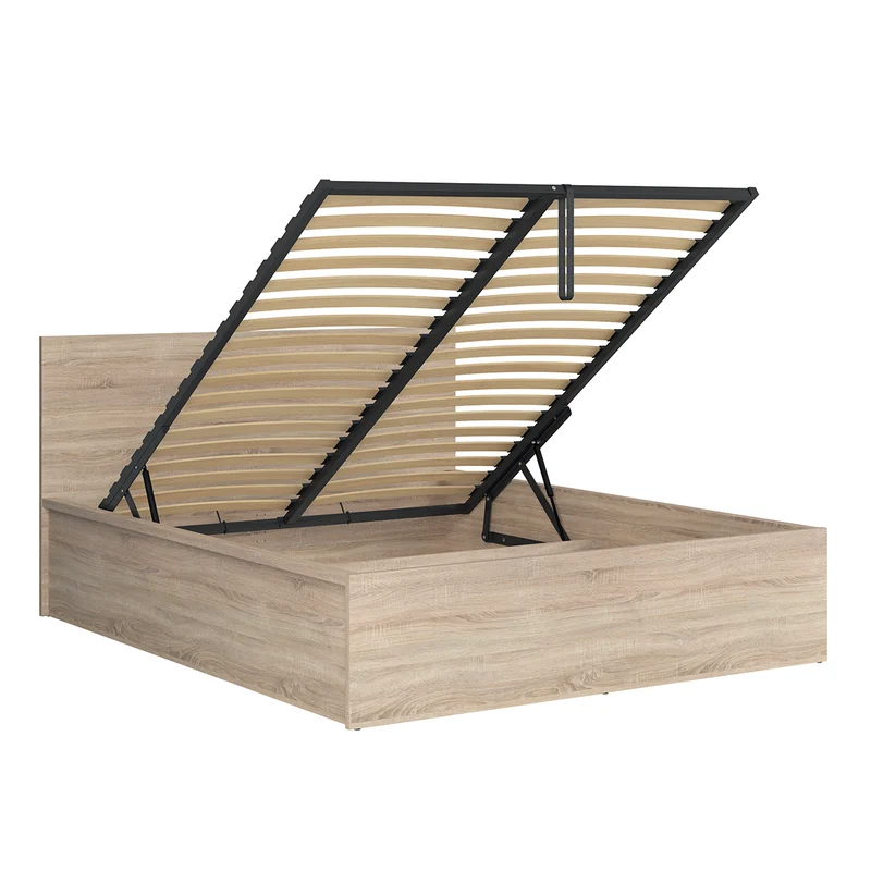 Lit coffre 160x200 sommier inclus Edwin Bois Clair