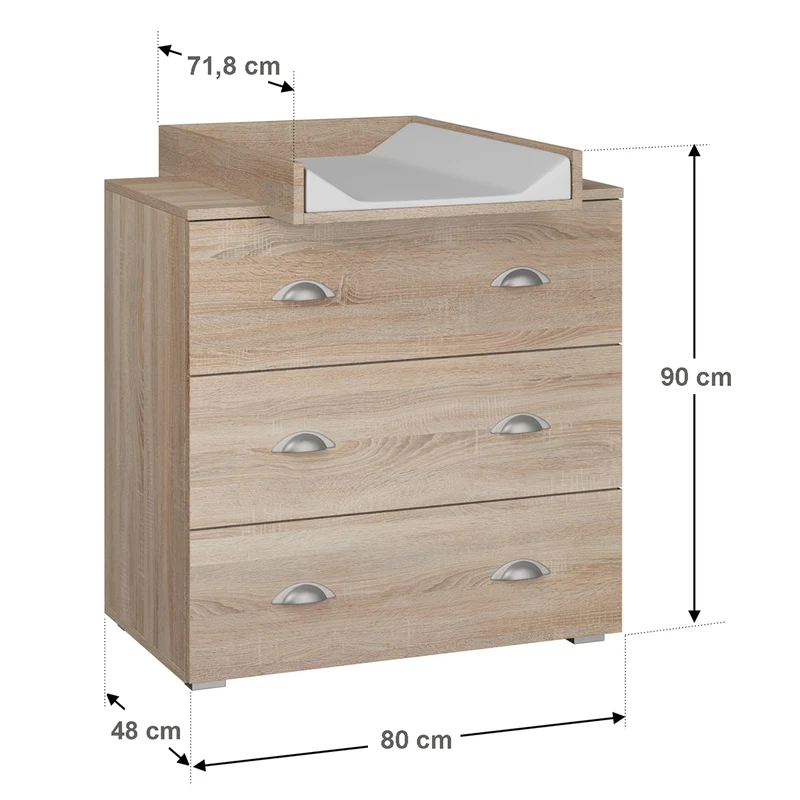 Commode avec plan à langer Lio Bois