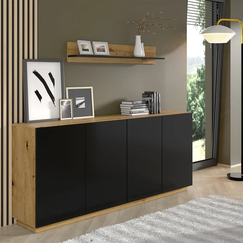 Buffet 4 portes Aurus Bois et Noir