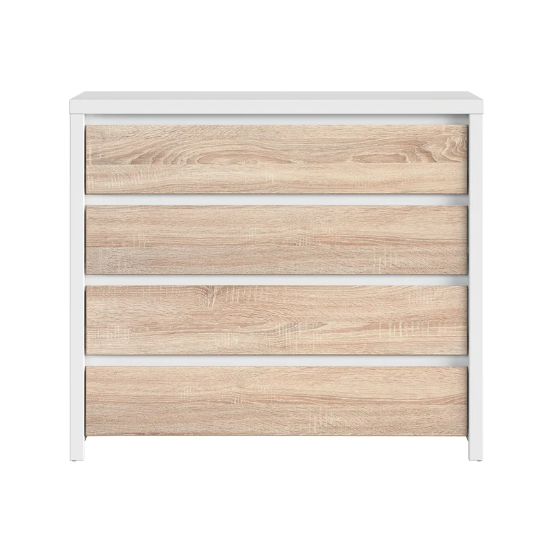 Commode 4 tiroirs Soren Blanc et Bois