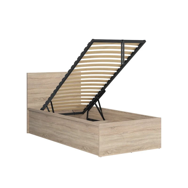 Lit coffre 90x200 sommier inclus Edwin Bois Clair