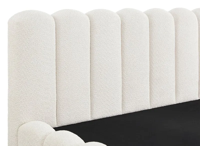 Lit coffre en tissu bouclette beige 180x200 cm RITA