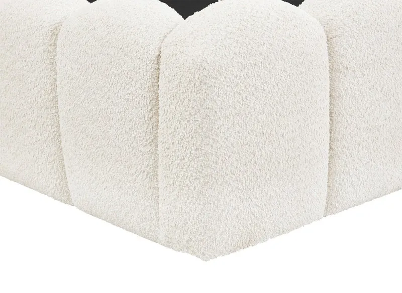 Lit coffre en tissu bouclette beige 180x200 cm RITA
