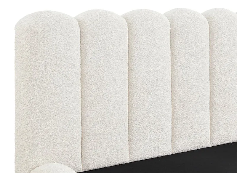 Lit coffre en tissu bouclette beige 160x200 cm RITA