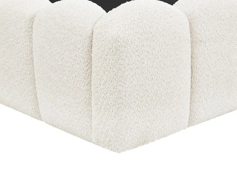 Lit coffre en tissu bouclette beige 160x200 cm RITA