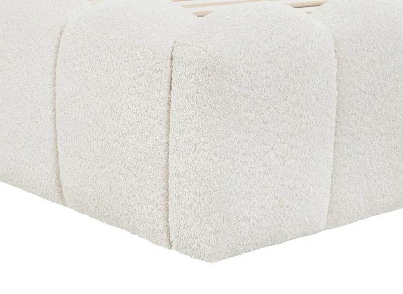 Lit double en tissu bouclette beige 160x200 cm RITA