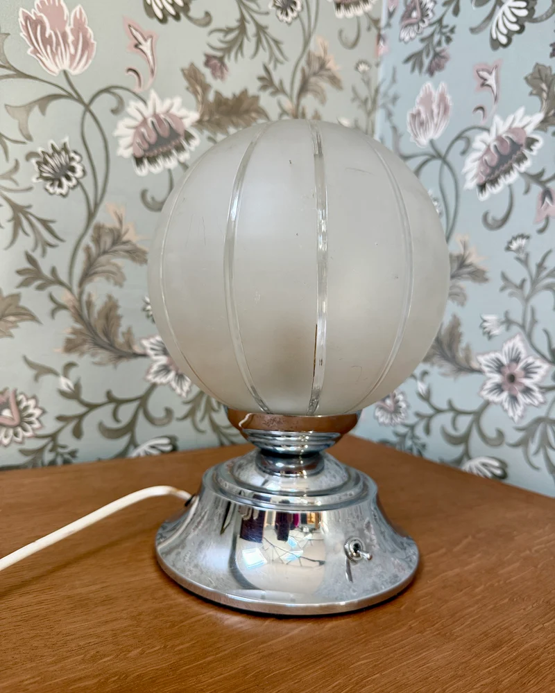 Lampe Art Déco en chrome et verre