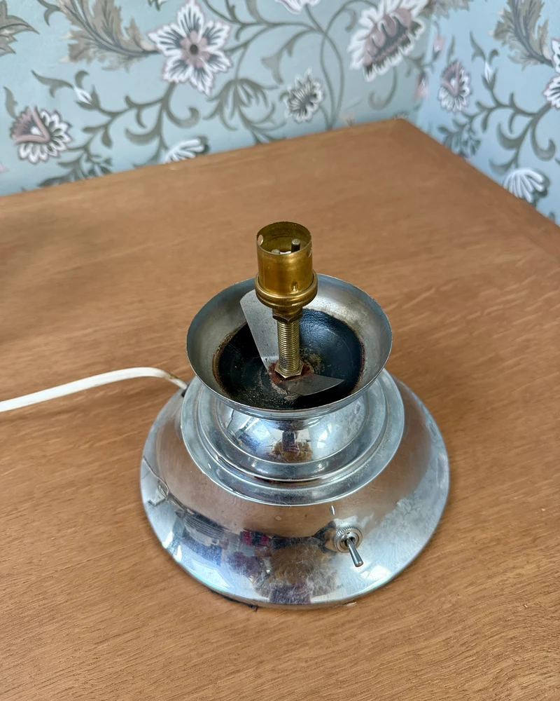Lampe Art Déco en chrome et verre