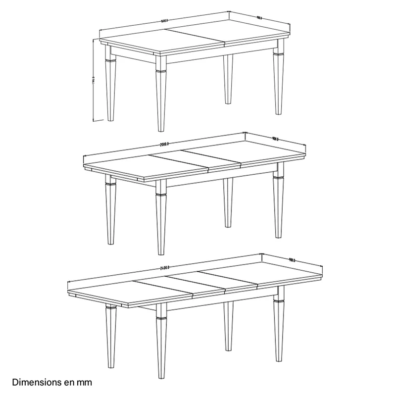 Table à manger extensible 6 à 8 places Martin Bois