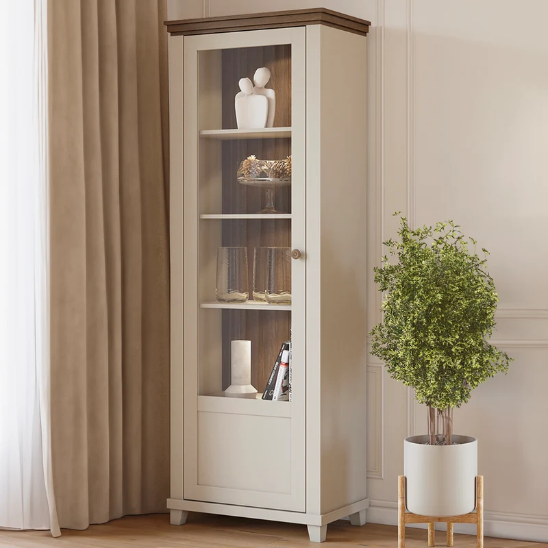 Vitrine 1 porte ouverture gauche Martin Beige et Bois