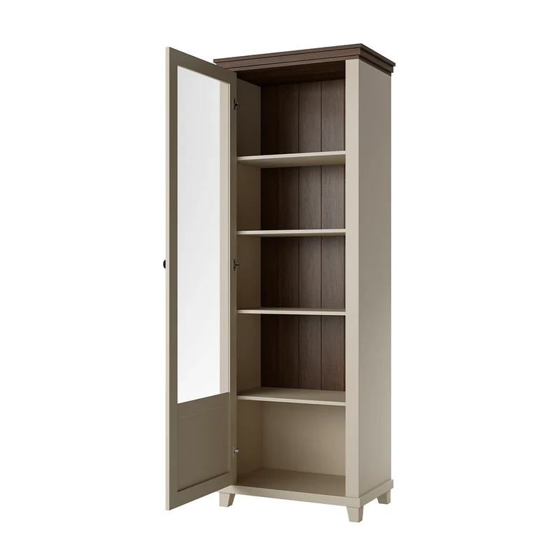 Vitrine 1 porte ouverture gauche Martin Beige et Bois