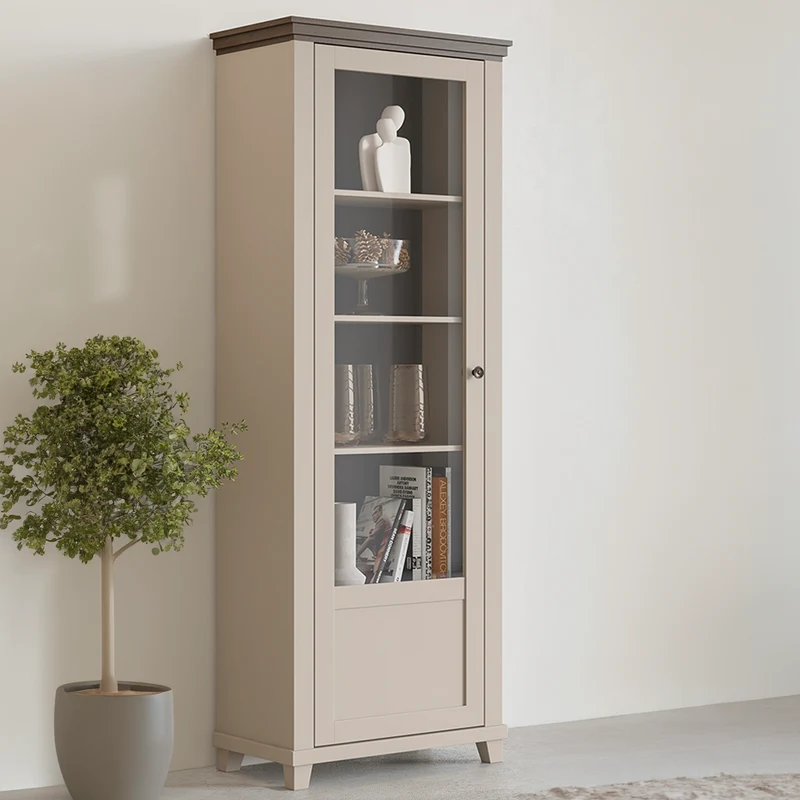 Vitrine 1 porte ouverture gauche Martin Beige et Bois