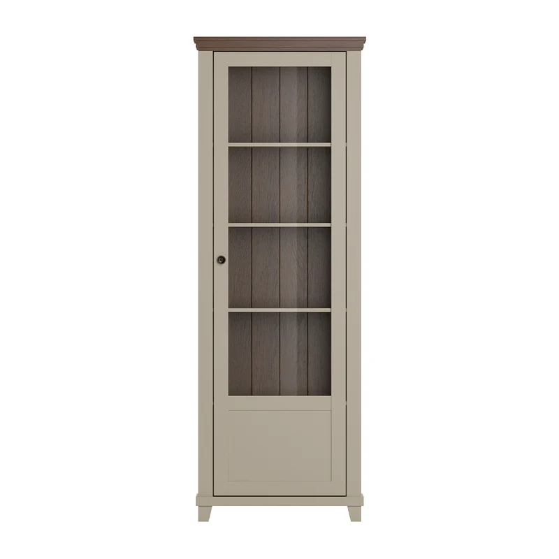 Vitrine 1 porte ouverture droite Martin Beige et Bois