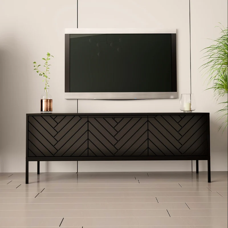 Meuble TV 3 portes 151 cm Daria Noir