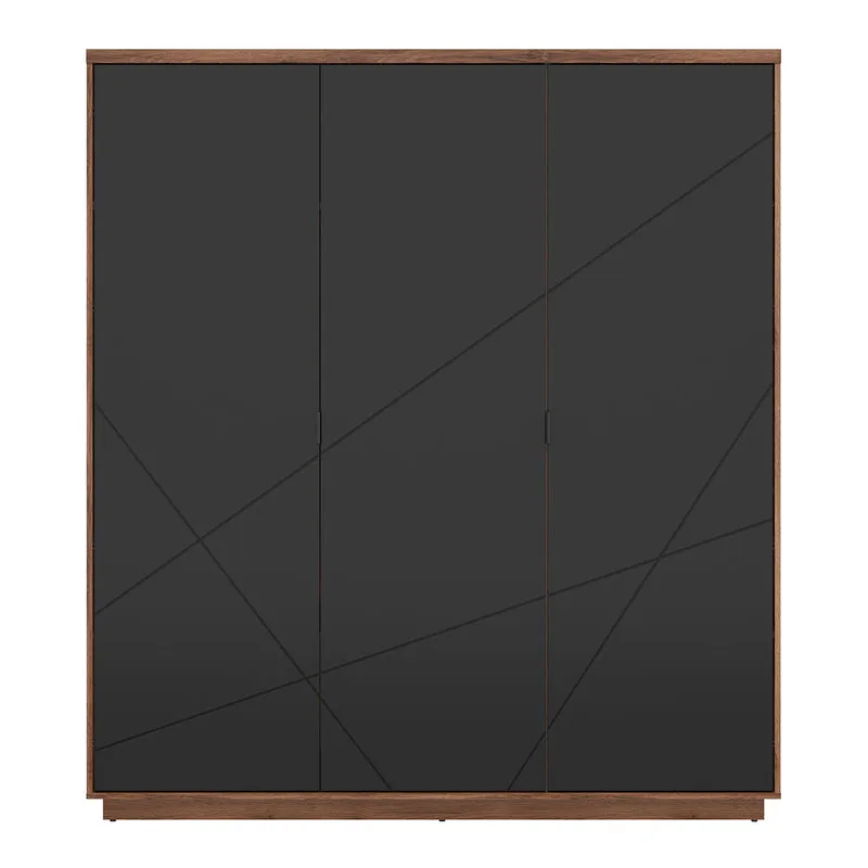 Armoire 3 portes Sven Noir et Bois