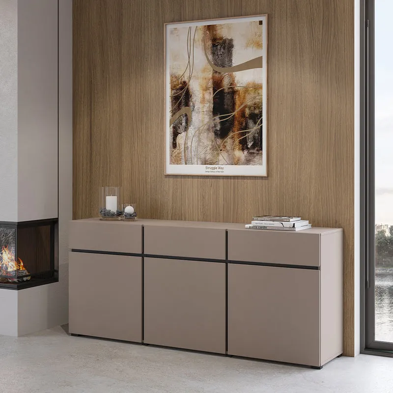 Buffet 3 portes 3 tiroirs Lilia Taupe