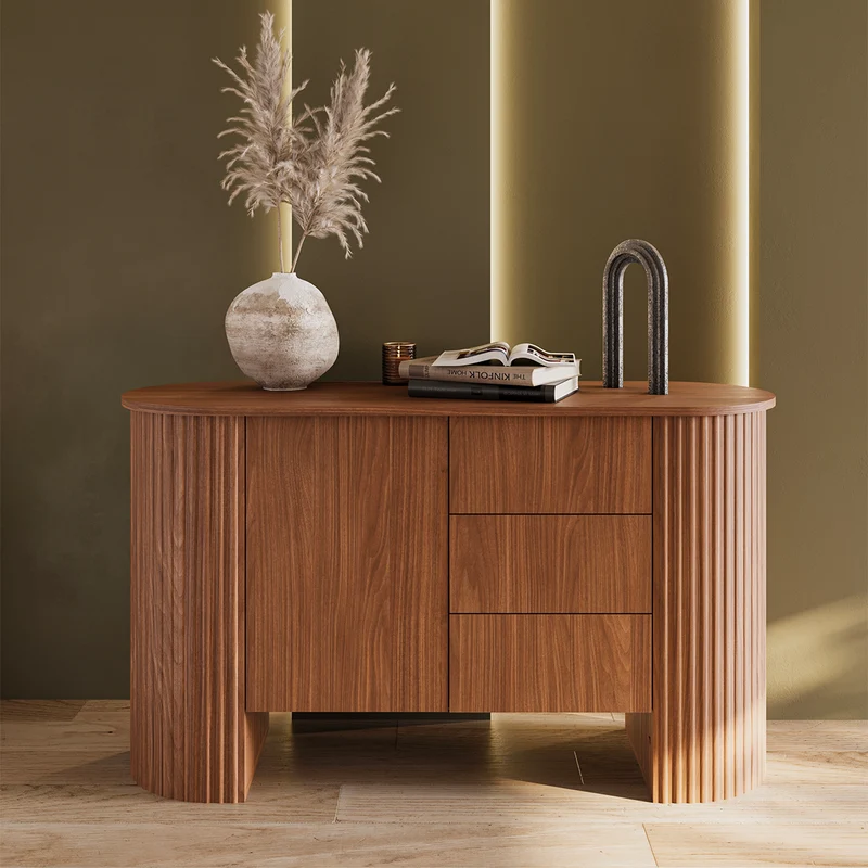 Buffet 1 porte 3 tiroirs Canopée Bois foncé
