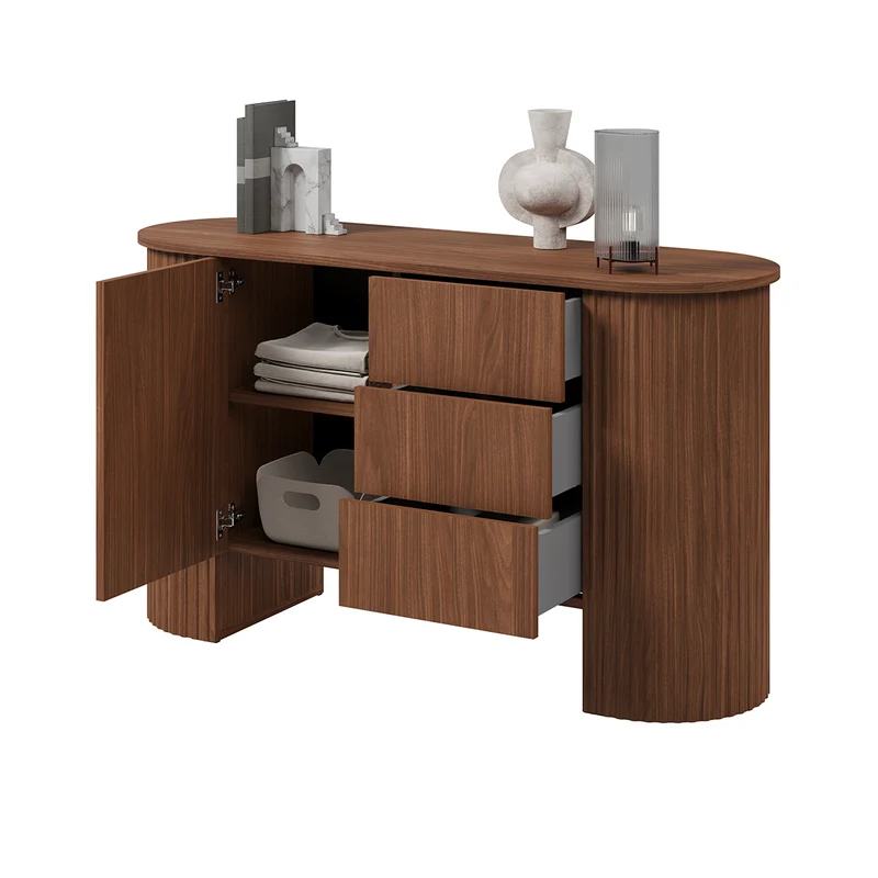 Buffet 1 porte 3 tiroirs Canopée Bois foncé