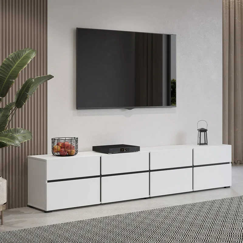 Meuble TV 4 portes 225 cm Lilia Blanc