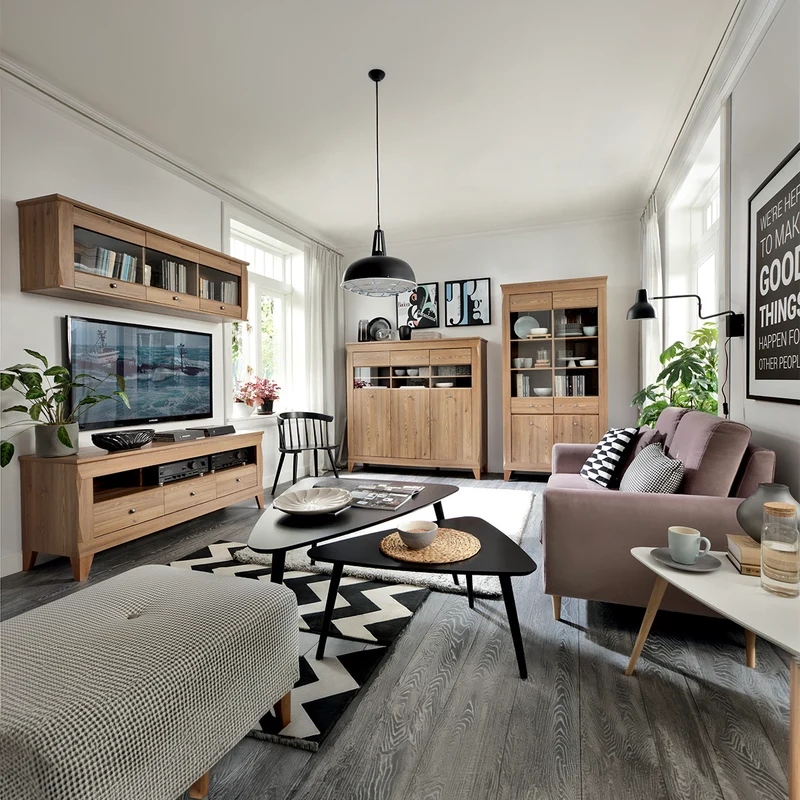 Meuble TV 3 tiroirs 156 cm Raya Bois