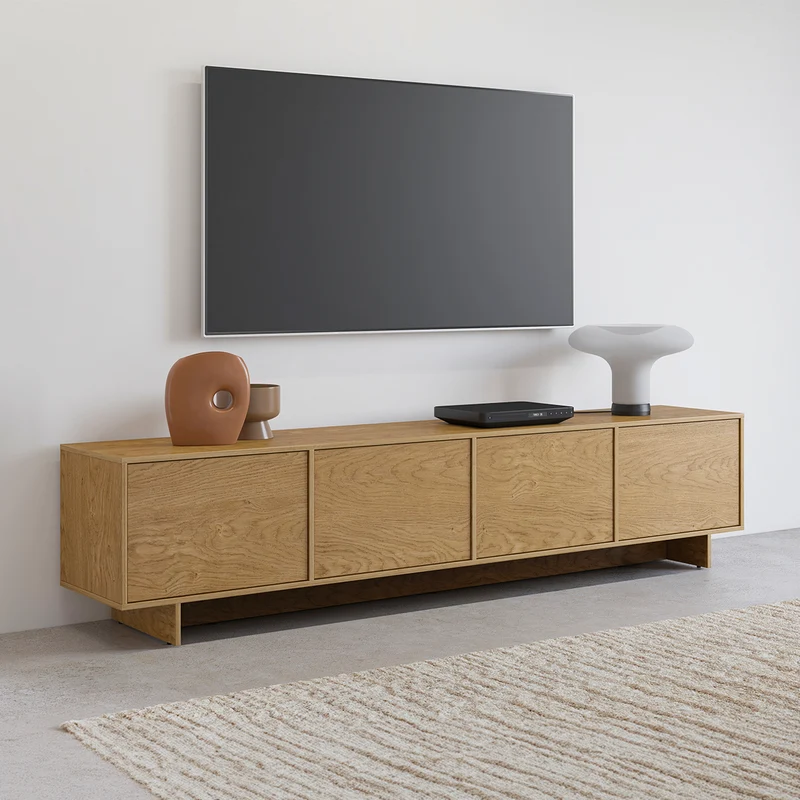 Meuble TV 4 portes 221 cm Tadao Bois