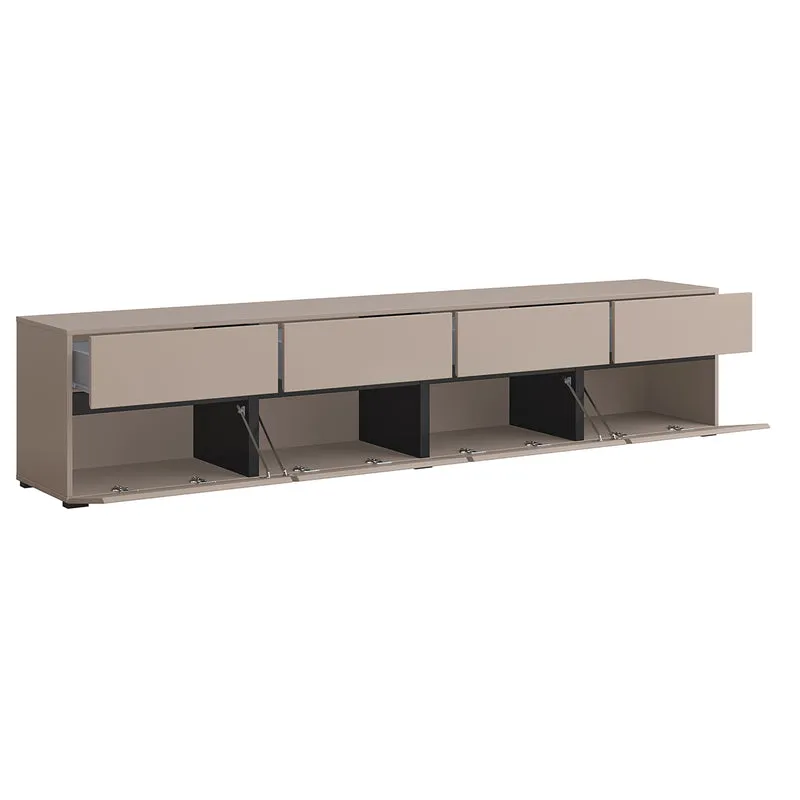 Meuble TV 4 portes 225 cm Lilia Taupe