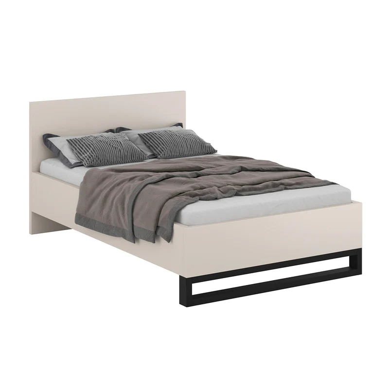 Lit coffre 140x200 sommier inclus Eden Cachemire et Noir