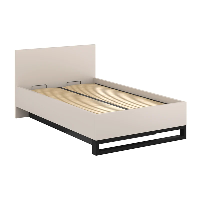 Lit coffre 140x200 sommier inclus Eden Cachemire et Noir