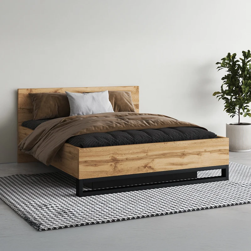 Lit coffre 140x200 sommier inclus Eden Bois et Noir