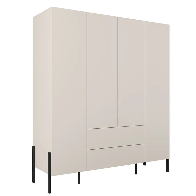 Armoire 4 portes 2 tiroirs Bérénice Cachemire