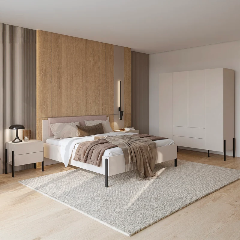 Lit 180x200 sommier inclus Bérénice Cachemire