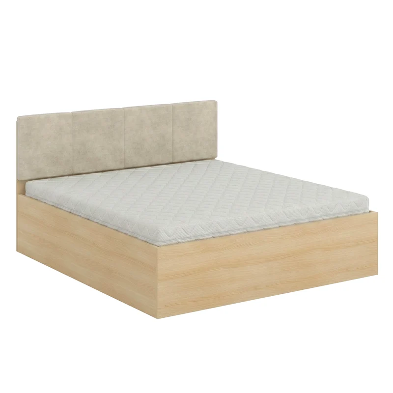 Lit 180x200 sommier inclus Téana Bois et Beige