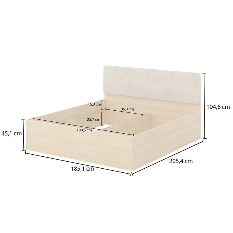 Lit 180x200 sommier inclus Téana Bois et Beige