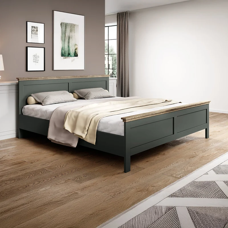 Lit 180x200 sommier inclus Martin Vert et Bois