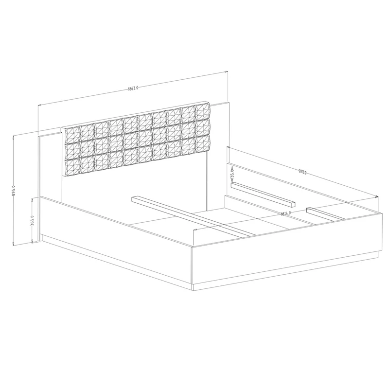Lit 180x200 sommier inclus Alec Bois foncé et Noir