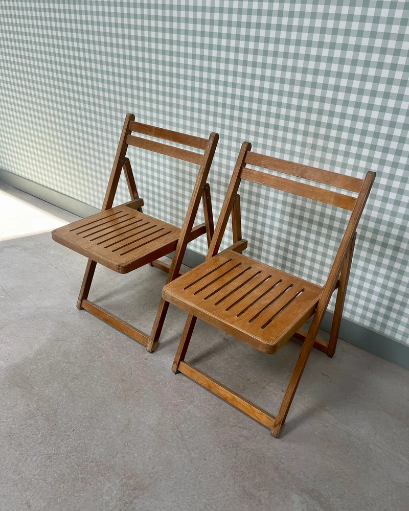 Paire de chaises pliantes 70s