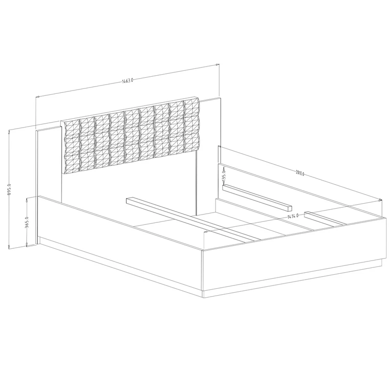 Lit 140x200 sommier inclus Alec Bois foncé et Noir