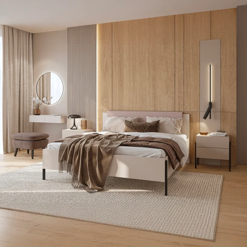 Lit 180x200 sommier inclus Bérénice Cachemire