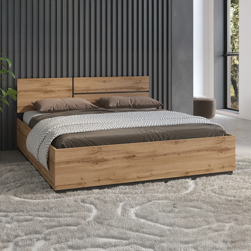Lit 180x200 sommier inclus Lilia Bois
