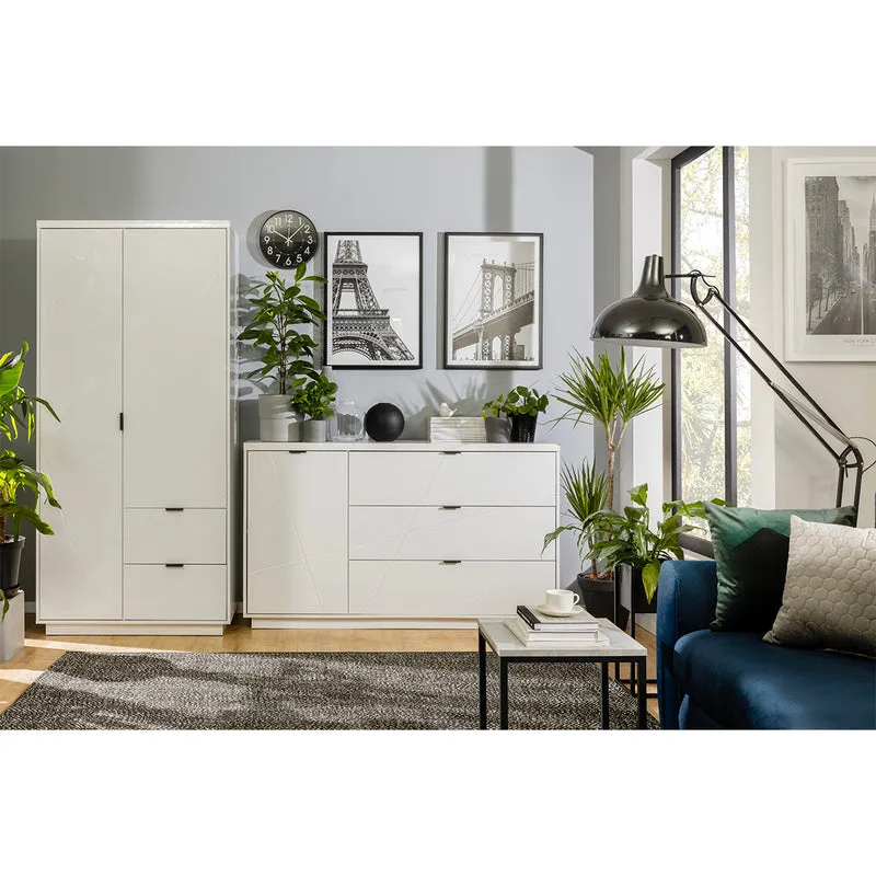 Armoire 2 portes 2 tiroirs Sven Blanc