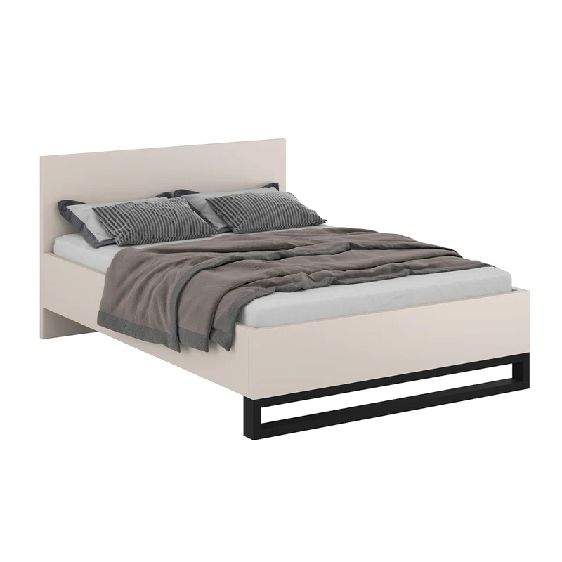 Lit coffre 160x200 sommier inclus Eden Cachemire et Noir