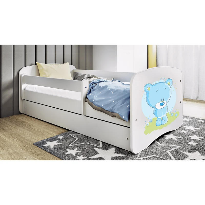 Lit 80x180 sommier et tiroir inclus Kocot Kids Babydream Ourson bleu - Blanc