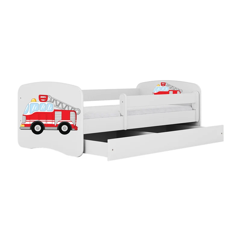 Lit 80x180 sommier et tiroir inclus Kocot Kids Babydream Pompier - Blanc