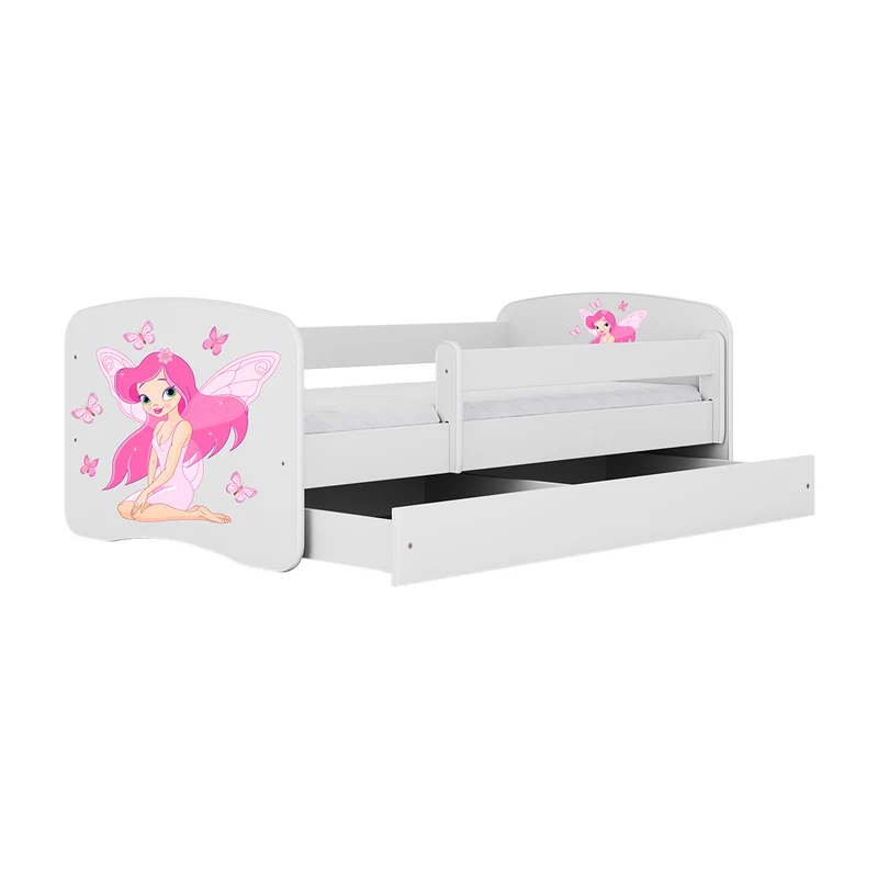 Lit 80x180 sommier et tiroir inclus Kocot Kids Babydream La fée aux papillons - Blanc