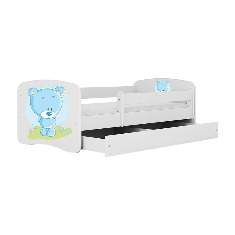Lit 80x160 sommier et tiroir inclus Kocot Kids Babydream Ourson bleu - Blanc
