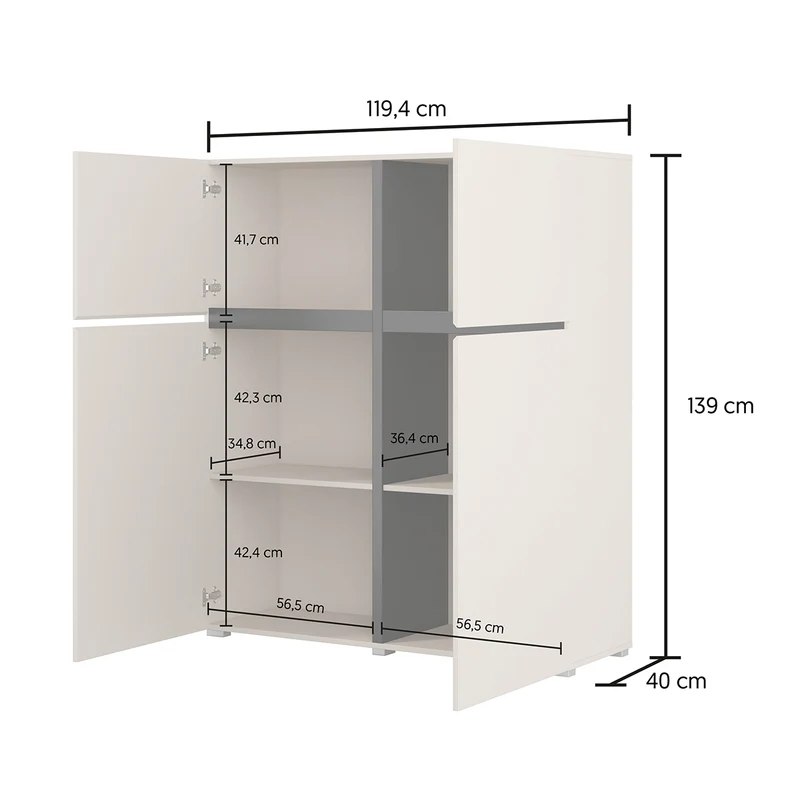 Buffet haut 4 portes Lilia Cachemire